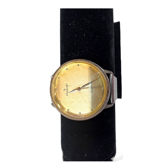 Vintage Mesh Peugeot Quartz Stainless Steel Watch Two Tone Gold Dial 9" READ - Picture 3 of 10